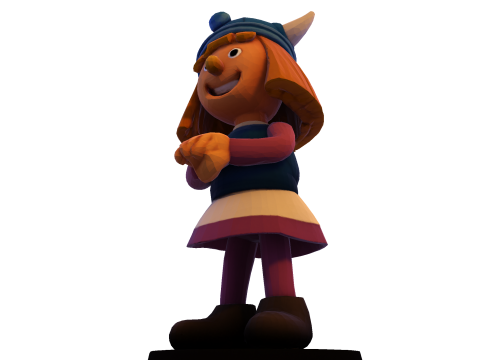 バイキングガール 3D 印刷可能なフィギュア、円形ベース付き 3Dプリントモデル