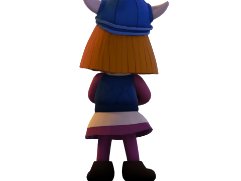 バイキングガール 3D 印刷可能なフィギュア、円形ベース付き 3Dプリントモデル