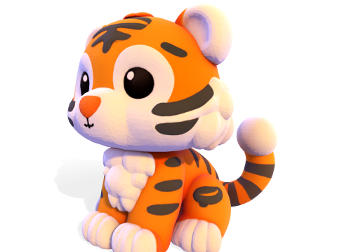 Low-Poly Tiger Cub Cute Stylized Figurine for 3D Printing 3D Print Model