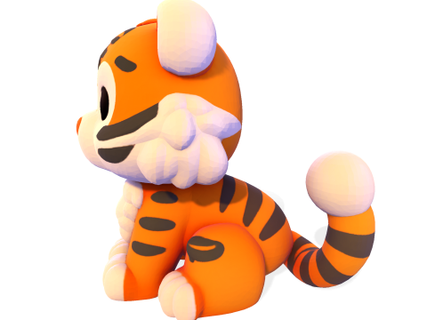 Low-Poly Tiger Cub Cute Stylized Figurine for 3D Printing 3D Print Model