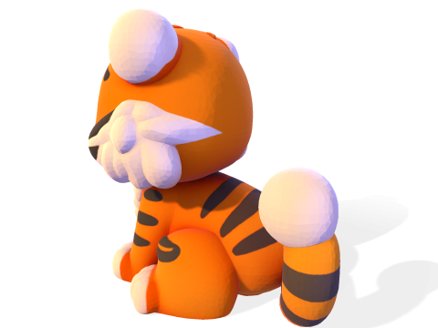 Low-Poly Tiger Cub Cute Stylized Figurine for 3D Printing 3D Print Model