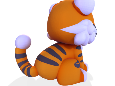 Low-Poly Tiger Cub Cute Stylized Figurine for 3D Printing 3D Print Model