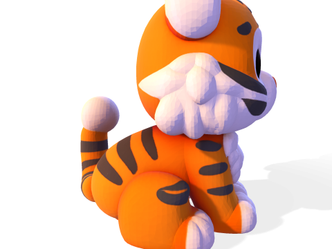 Low-Poly Tiger Cub Cute Stylized Figurine for 3D Printing 3D Print Model