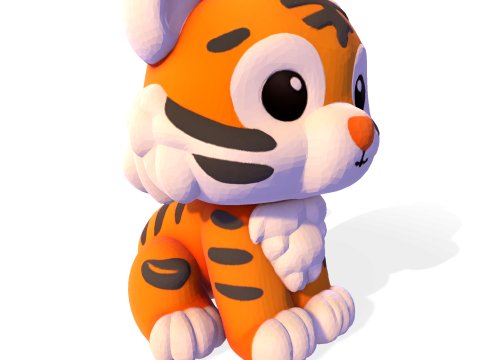 Low-Poly Tiger Cub Cute Stylized Figurine for 3D Printing 3D Print Model