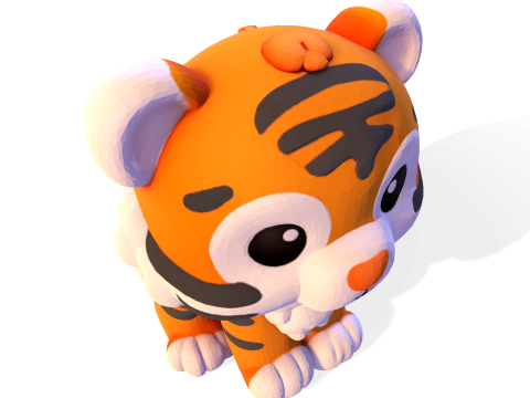 Low-Poly Tiger Cub Cute Stylized Figurine for 3D Printing 3D Print Model