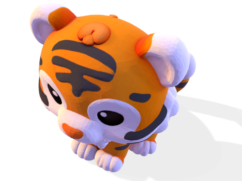 Low-Poly Tiger Cub Cute Stylized Figurine for 3D Printing 3D Print Model