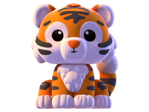 Low-Poly Tiger Cub Cute Stylized Figurine for 3D Printing 3D Print Model
