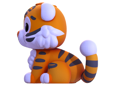 Low-Poly Tiger Cub Cute Stylized Figurine for 3D Printing 3D Print Model