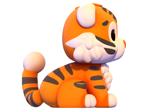 Low-Poly Tiger Cub Cute Stylized Figurine for 3D Printing 3D Print Model