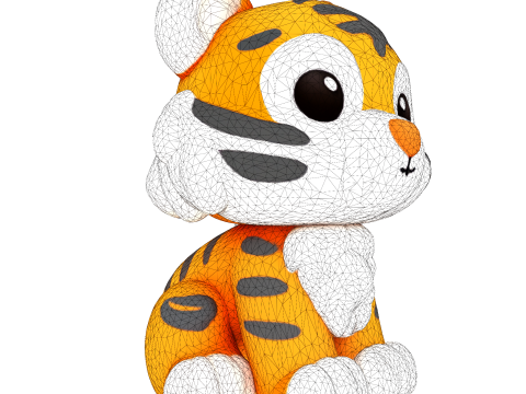 Low-Poly Tiger Cub Cute Stylized Figurine for 3D Printing 3D Print Model