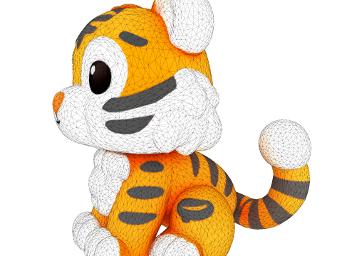 Low-Poly Tiger Cub Cute Stylized Figurine for 3D Printing 3D Print Model