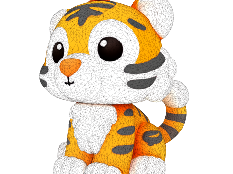 Low-Poly Tiger Cub Cute Stylized Figurine for 3D Printing 3D Print Model
