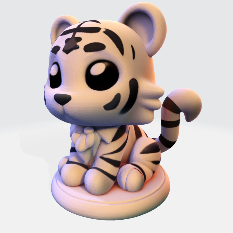 Figura imprimible en 3D estilizada de cachorro de tigre blanco de baja poli Modelo de impresión 3D .c4d .max .obj .3ds .fbx .stl .blend