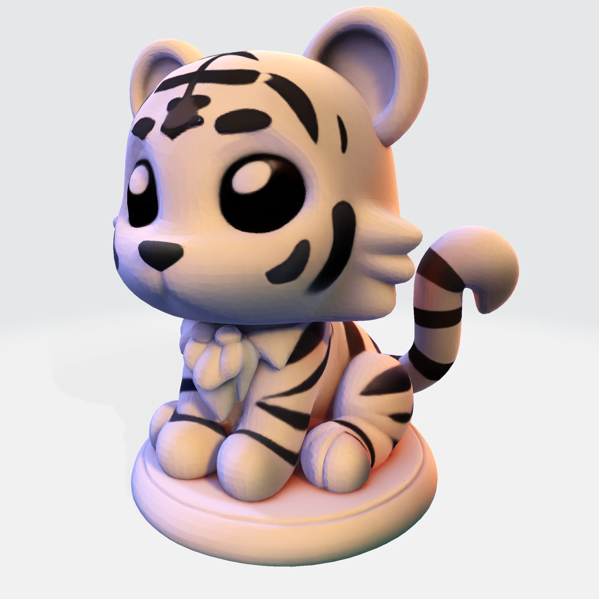 Low-Poly White Tiger Cub Stylized 3D Printable Figurine 3D Print Model .c4d .max .obj .3ds .fbx .stl .blend