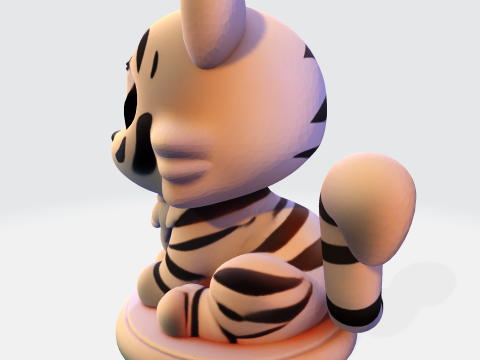 Figura imprimible en 3D estilizada de cachorro de tigre blanco de baja poli Modelo de impresión 3D