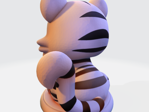 Figura imprimible en 3D estilizada de cachorro de tigre blanco de baja poli Modelo de impresión 3D