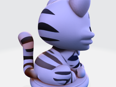Figura imprimible en 3D estilizada de cachorro de tigre blanco de baja poli Modelo de impresión 3D