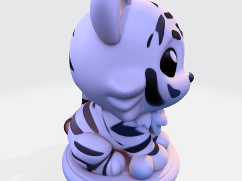 Figura imprimible en 3D estilizada de cachorro de tigre blanco de baja poli Modelo de impresión 3D