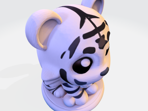 Figura imprimible en 3D estilizada de cachorro de tigre blanco de baja poli Modelo de impresión 3D