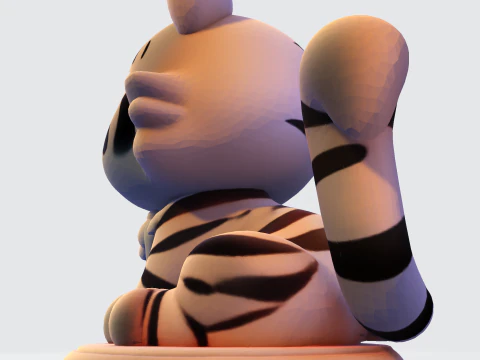 Low-Poly White Tiger Cub Stylized 3D Printable Figurine 3D Print Model