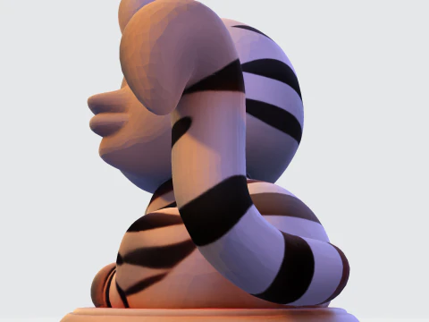 Low-Poly White Tiger Cub Stylized 3D Printable Figurine 3D Print Model