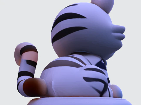 Low-Poly White Tiger Cub Stylized 3D Printable Figurine 3D Print Model