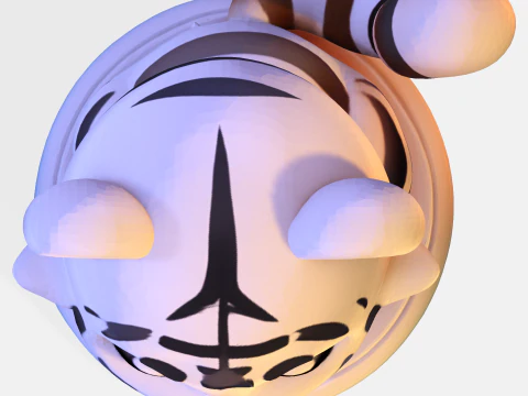 Low-Poly White Tiger Cub Stylized 3D Printable Figurine 3D Print Model