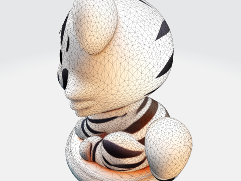 Figura imprimible en 3D estilizada de cachorro de tigre blanco de baja poli Modelo de impresión 3D