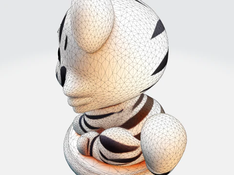 Low-Poly White Tiger Cub Stylized 3D Printable Figurine 3D Print Model