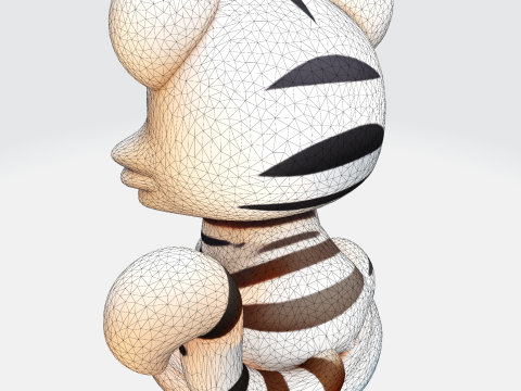 Figura imprimible en 3D estilizada de cachorro de tigre blanco de baja poli Modelo de impresión 3D