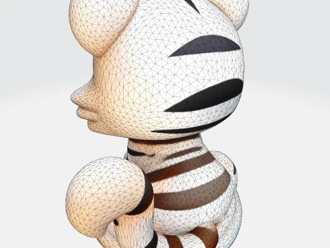 Low-Poly White Tiger Cub Stylized 3D Printable Figurine 3D Print Model