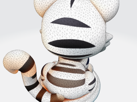 Figura imprimible en 3D estilizada de cachorro de tigre blanco de baja poli Modelo de impresión 3D