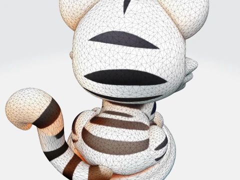 Low-Poly White Tiger Cub Stylized 3D Printable Figurine 3D Print Model
