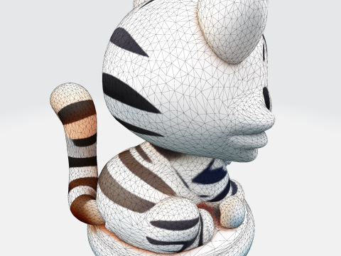 Figura imprimible en 3D estilizada de cachorro de tigre blanco de baja poli Modelo de impresión 3D