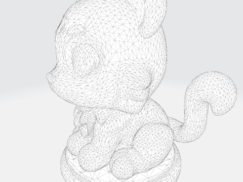 Figura imprimible en 3D estilizada de cachorro de tigre blanco de baja poli Modelo de impresión 3D