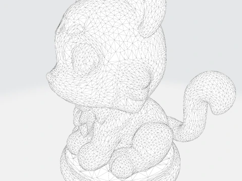 Low-Poly White Tiger Cub Stylized 3D Printable Figurine 3D Print Model