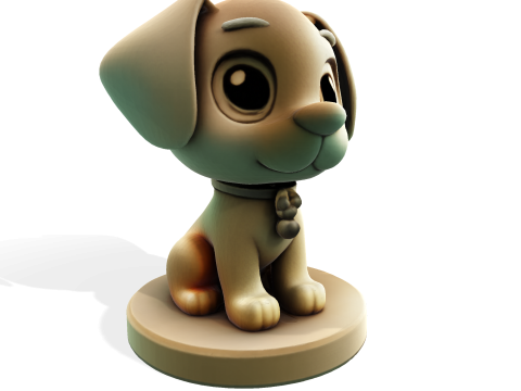 Jolie figurine stylisée Golden Dog Low-Poly pour l'impression 3D Modèles 3D en vedette