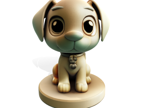 Симпатична золота собака, стилізована статуетка для 3D-друку 3D Принт Модель