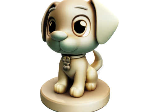 Симпатична золота собака, стилізована статуетка для 3D-друку 3D Принт Модель