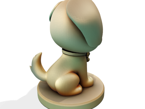 Симпатична золота собака, стилізована статуетка для 3D-друку 3D Принт Модель