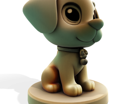 Симпатична золота собака, стилізована статуетка для 3D-друку 3D Принт Модель