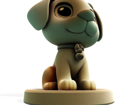 Симпатична золота собака, стилізована статуетка для 3D-друку 3D Принт Модель