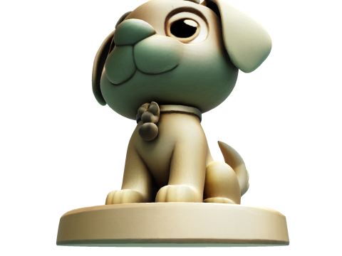 Симпатична золота собака, стилізована статуетка для 3D-друку 3D Принт Модель