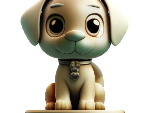 Симпатична золота собака, стилізована статуетка для 3D-друку 3D Принт Модель