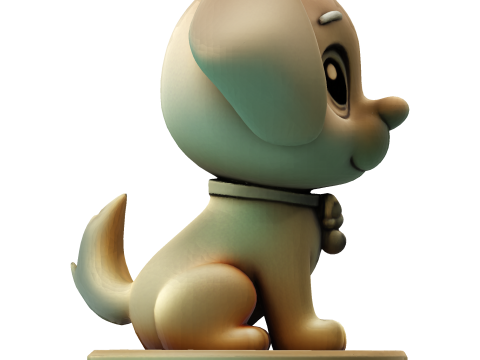 Симпатична золота собака, стилізована статуетка для 3D-друку 3D Принт Модель