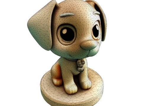 Симпатична золота собака, стилізована статуетка для 3D-друку 3D Принт Модель