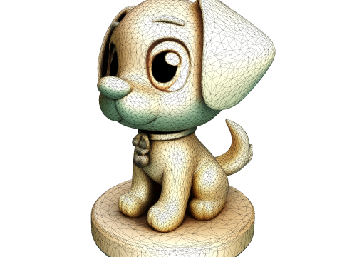 Симпатична золота собака, стилізована статуетка для 3D-друку 3D Принт Модель