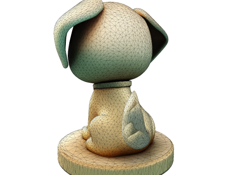 Симпатична золота собака, стилізована статуетка для 3D-друку 3D Принт Модель