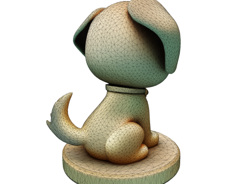 Симпатична золота собака, стилізована статуетка для 3D-друку 3D Принт Модель