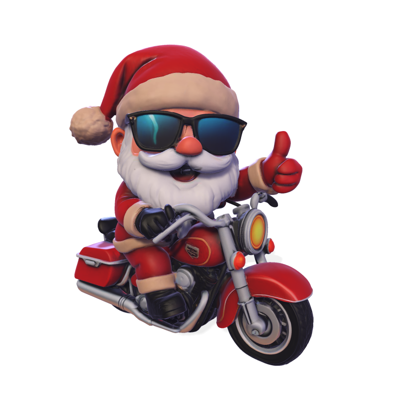 Santa Claus Biker High Poly 3D Printable Figurine 3D Print Model .c4d .max .obj .3ds .fbx .stl .blend 